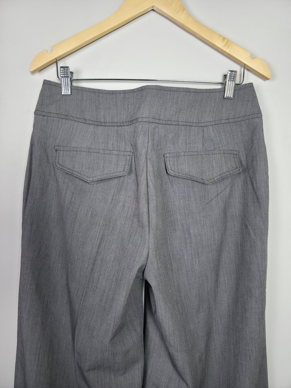 Flamingo Gray Wide Leg Pants Women Large High Rise Button Detail Stretch - Picture 3 of 15